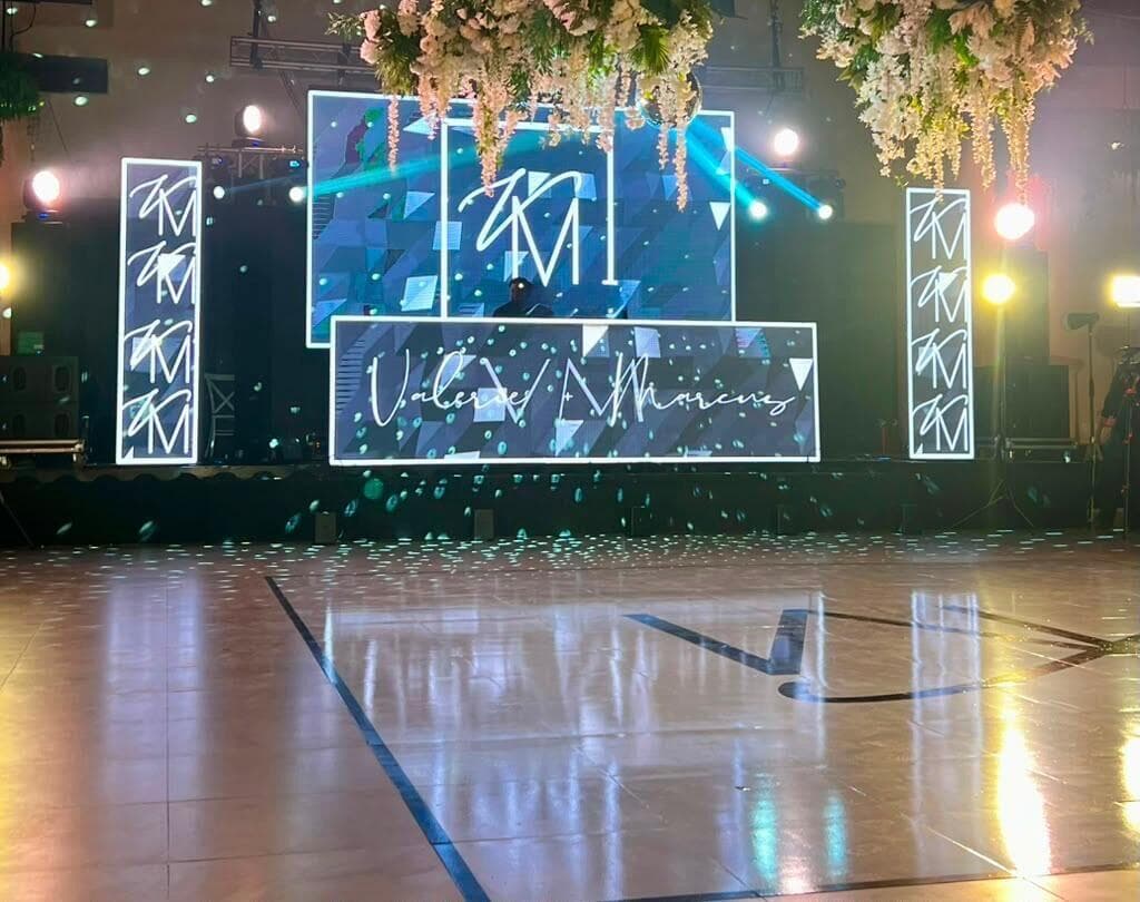 Custom LED display at a quinceañera celebration